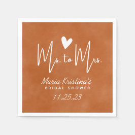 Modernes Herz Frau Brautparty Terracotta Serviette