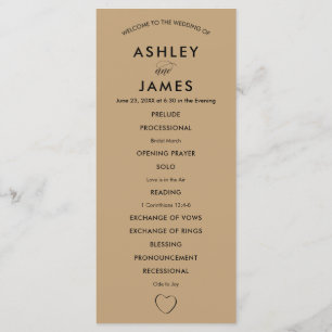 Modernes Herz-Hochzeitsprogramm für Zeremonie Programm