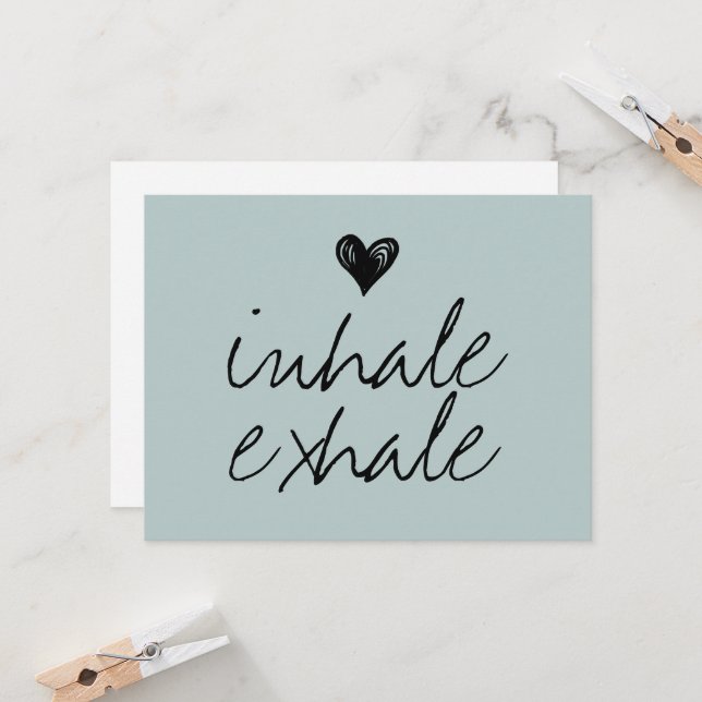 Modernes Herz minimaler staubblauer Zitat Karte (Vorderseite/Rückseite Beispiel)