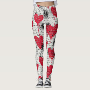 Modernes Herz Muster mit Schrift Hintergrund (3) Leggings