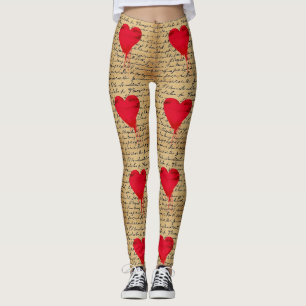 Modernes Herz Muster mit Schrift Hintergrund (4) Leggings