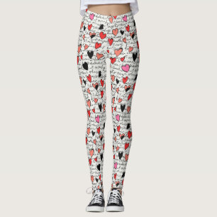 Modernes Herz Muster mit Schriftzug Hintergrund (1 Leggings