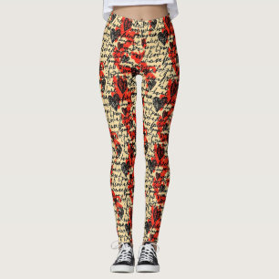 Modernes Herz Muster mit Schriftzug Hintergrund (7 Leggings