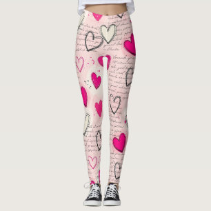 Modernes Herz Muster mit Skript-Hintergrund (11) Leggings