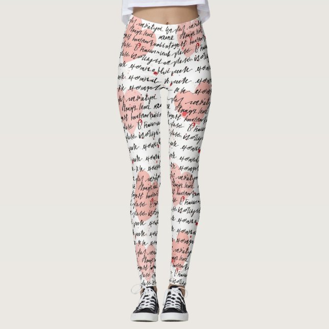 Modernes Herz Muster mit Skript-Hintergrund (17) Leggings (Vorderseite)