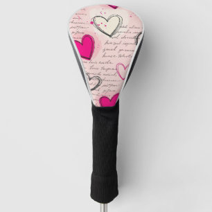 Modernes Herz Muster mit Skript-Hintergrund (18) Golf Headcover