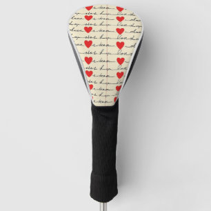 Modernes Herz Muster mit Skript-Hintergrund (20) Golf Headcover