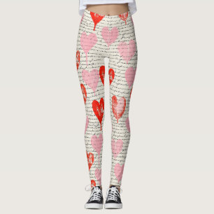 Modernes Herz Muster mit Skript-Hintergrund (5) Leggings