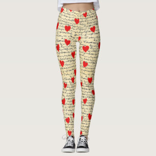 Modernes Herz Muster mit Skript-Hintergrund (6) Leggings