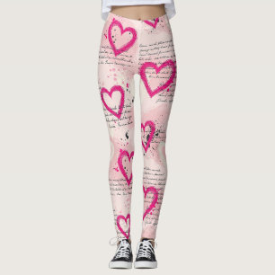 Modernes Herz Muster mit Skript-Hintergrund (8) Leggings