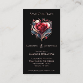 Modernes Herz - Rose-Save the Date- Visitenkarte