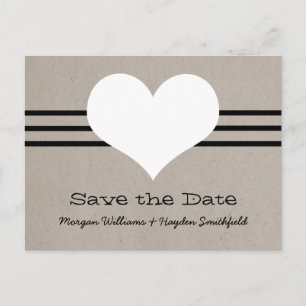 Modernes Herz Save the Date Postkarte, Beige Ankündigungspostkarte