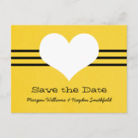 Modernes Herz Save the Date Postkarte, gelb