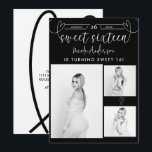 Modernes Herz Schwarz & Weiß Foto Sweet 16 Party<br><div class="desc">Matching-Elemente verfügbar.</div>