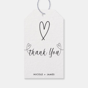 Modernes Herz Schwarz & Weiß Minimal Vielen Dank Geschenkanhänger