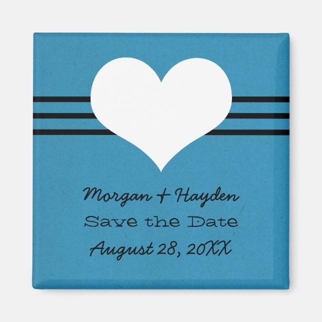 Modernes Herz speichert das Date Magnet, blau Magnet (Vorne)