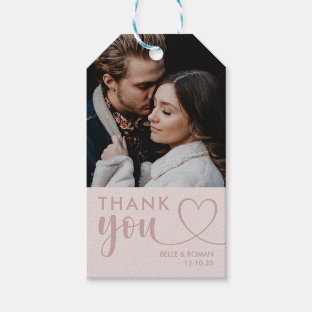 Modernes Herz Vielen Dank Kalligraphie Rose Gold Geschenkanhänger (Vorderseite)