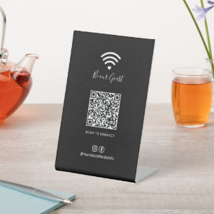 Modernes Herz-Wifi-QR-Code-Sozial-Media-Schild Sockelschild