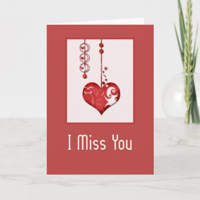 Modernes Herzdesign 2 I Miss You Card Karte (Vorderseite)