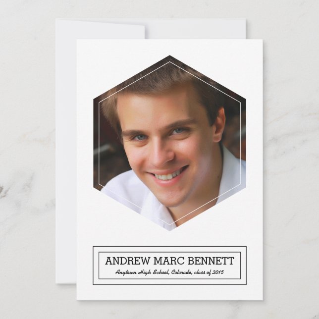 Modernes Hexagon 1 Foto Abschluss Ankündigung (Vorderseite)