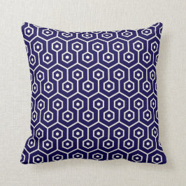 Modernes Hexagon-Bienenwaben-Muster-Kobalt-Blau Kissen
