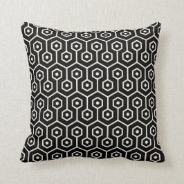 Modernes Hexagon-Bienenwaben-Muster-Schwarzes Kissen