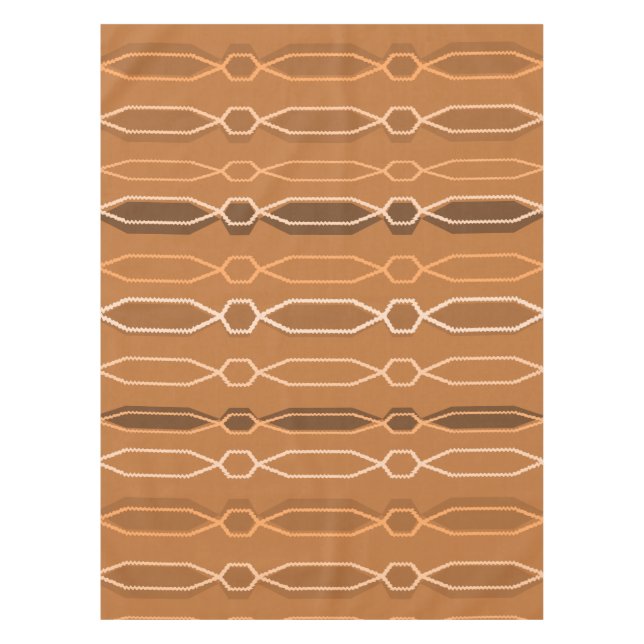 Modernes Hexagon-Kolumnen-Orange des Mitteljahrhun Tischdecke (Vorderseite)