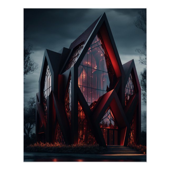 Modernes Hi-Tech Gothic House Exterior Design. Poster (Vorderseite)