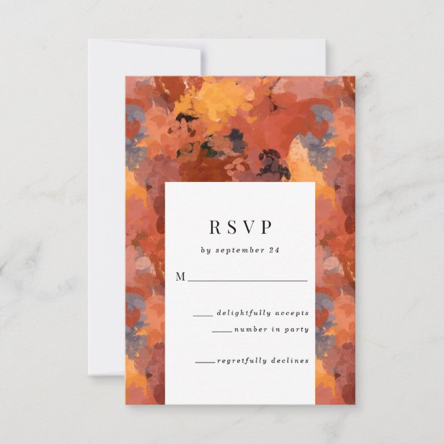 Modernes, hoch entwickeltes Terracotta Boho Weddin RSVP Karte (Vorderseite)