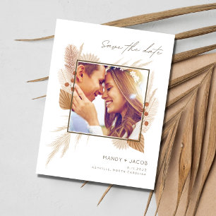 Modernes Hochzeit im Herbst Foto Boho Save the Dat Ankündigungspostkarte