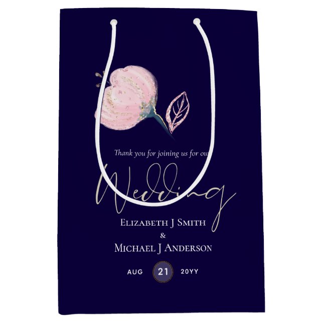 Modernes Hochzeitbudget für Hochzeiten in Blue Pin Mittlere Geschenktüte (Vorderseite)