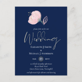 Modernes Hochzeitbudget für Hochzeiten in Blue Pin Postkarte