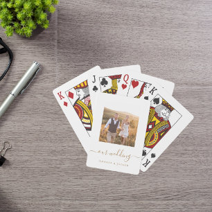 Modernes Hochzeitgold-Foto Spielkarten