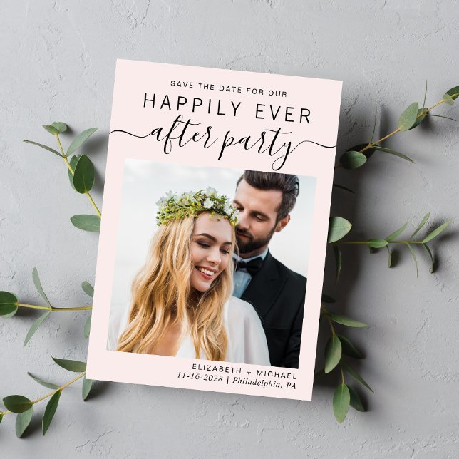 Modernes Hochzeitsempfang Foto Rosa Save The Date (Von Creator hochgeladen)