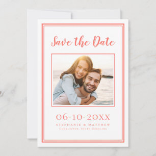 Modernes HochzeitsFoto Einfache Verlobung Korallen Save The Date