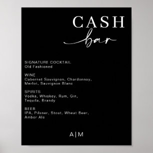Modernes Hochzeitsgeld-Bar Bar Drink Menu Sign Poster
