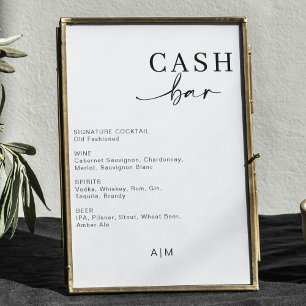 Modernes Hochzeitsgeld-Bar Bar Drink Menu Sign Poster