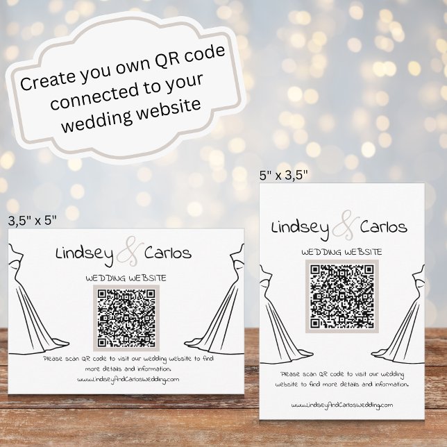 Modernes Hochzeitskleid der Silhouette Begleitkarte (You have a wedding site? this is a great way to let your guest know about it. vertical or horizontal)