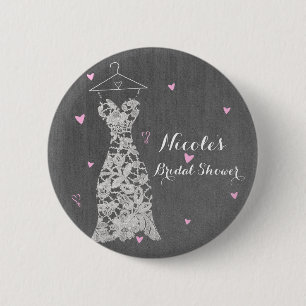 Modernes Hochzeitskleid Grau Chic Brautparty Button