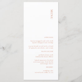 Modernes Hochzeitsmenü der Terracotta Menükarte