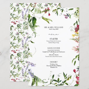 Modernes Hochzeitsmenü der Wildblume Calligraphy S