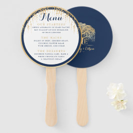 Modernes Hochzeitsmenü von Willow Tree Navy Blue G Fächer