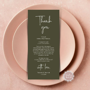 Modernes Hochzeitsplatz - Abendessen dank Karte