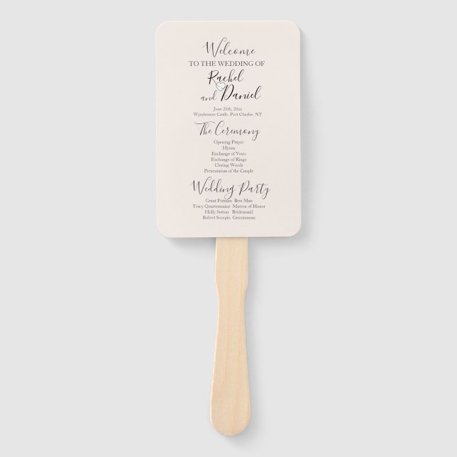 Modernes Hochzeitsprogramm Fächer (Vorderseite)