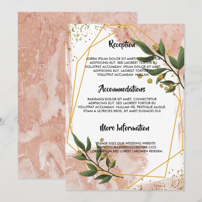 Modernes Hochzeitsprogramm für Goldrahmen in Elfen Einladung (Vorne/Hinten)