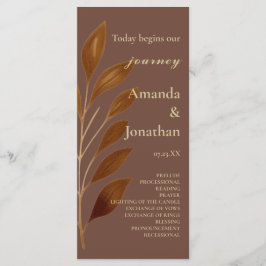 Modernes Hochzeitsprogramm für Kaffee in Brown und Programm