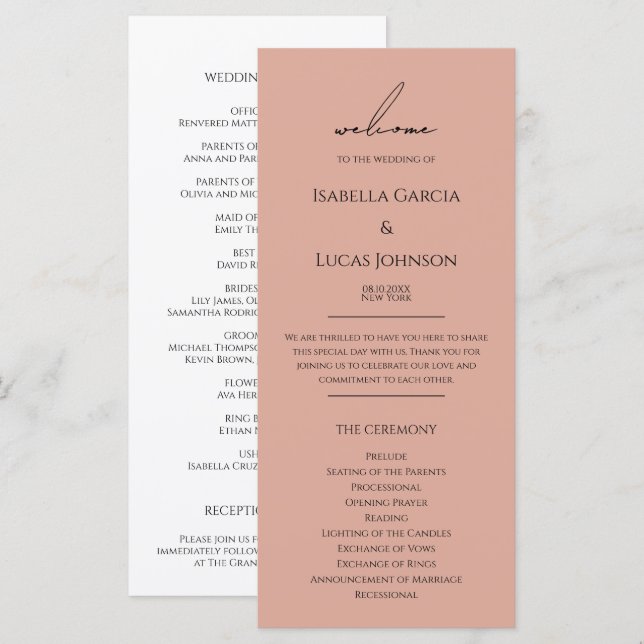 Modernes Hochzeitsprogramm für Personalisiertes Fo (Vorne/Hinten)