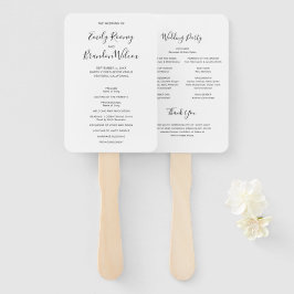 Modernes Hochzeitsprogramm für Schwarz und Weiß Fächer