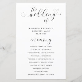 Modernes Hochzeitsprogramm für Schwarzes und Weiß