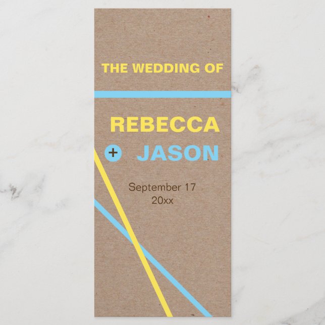 Modernes Hochzeitsprogramm für Typografie und Stre Programm (Vorderseite)